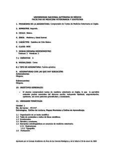 Programa Comprensi&oacute;n Textos Medicina Veterinaria Ingl&eacute;s UNAM