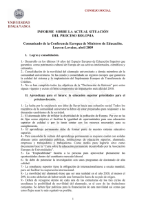 Informe sobre la actual situación del proceso de Bolonia.