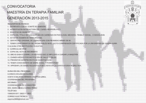 CONVOCATORIA MAESTRÍA EN TERAPIA FAMILIAR GENERACIÓN 2013-2015
