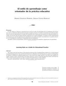 El estilo de aprendizaje como orientador de la práctica educativa [Learning Style as a Guide for Educational Practice]
