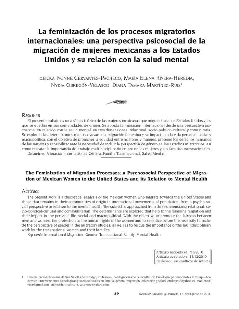 La Feminizaci N De Los Procesos Migratorios Internacionales: Una ...