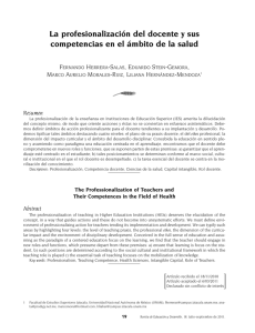 La profesionalizaci n del docente y sus competencias en el mbito de la salud [