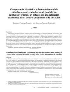 Competencia hipot tica y desempe o real de estudiantes universitarios en el dominio de aptitudes verbales: un estudio de alfabetizaci n acad mica en el Centro Universitario de Los Altos [