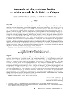 Intento de suicidio y ambiente familiar en adolescentes de Tuxtla Guti rrez, Chiapas [