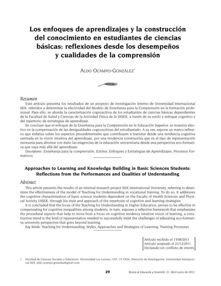 Los Enfoques De Aprendizajes Y La Construcci N Del Conocimiento En ...