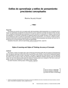 Estilos de aprendizaje y estilos de pensamiento: precisiones conceptuales [Styles of Learning and Styles of Thinking: Accuracy of Concepts]