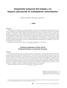 Suspensi n temporal del trabajo y su impacto psicosocial en trabajadores universitarios [ Temporary Suspension of Work and its Psychosocial Impact on University Personnel ]