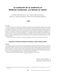 La evaluaci n de la residencia en medicina conductual la historia se repite?