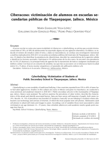 Ciberacoso: victimizaci n de alumnos en escuelas secundarias p blicas de Tlaquepaque, Jalisco, M xico