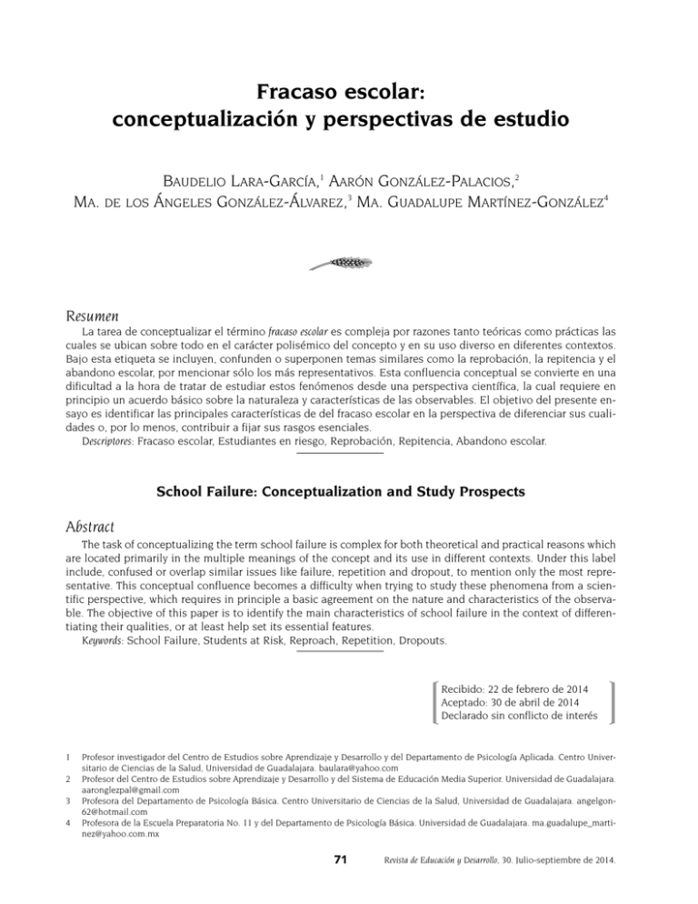 Fracaso Escolar: Conceptualizaci N Y Perspectivas De Estudio [ School ...