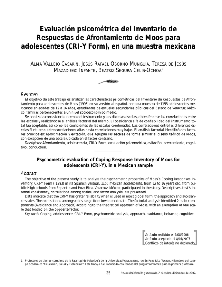 Evaluaci N Psicom Trica Del Inventario De Respuestas De Afrontamiento ...