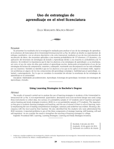 Uso de estrategias de aprendizaje en el nivel licenciatura [ Using Learning Strategies in BachelorÂ´s Degree ]
