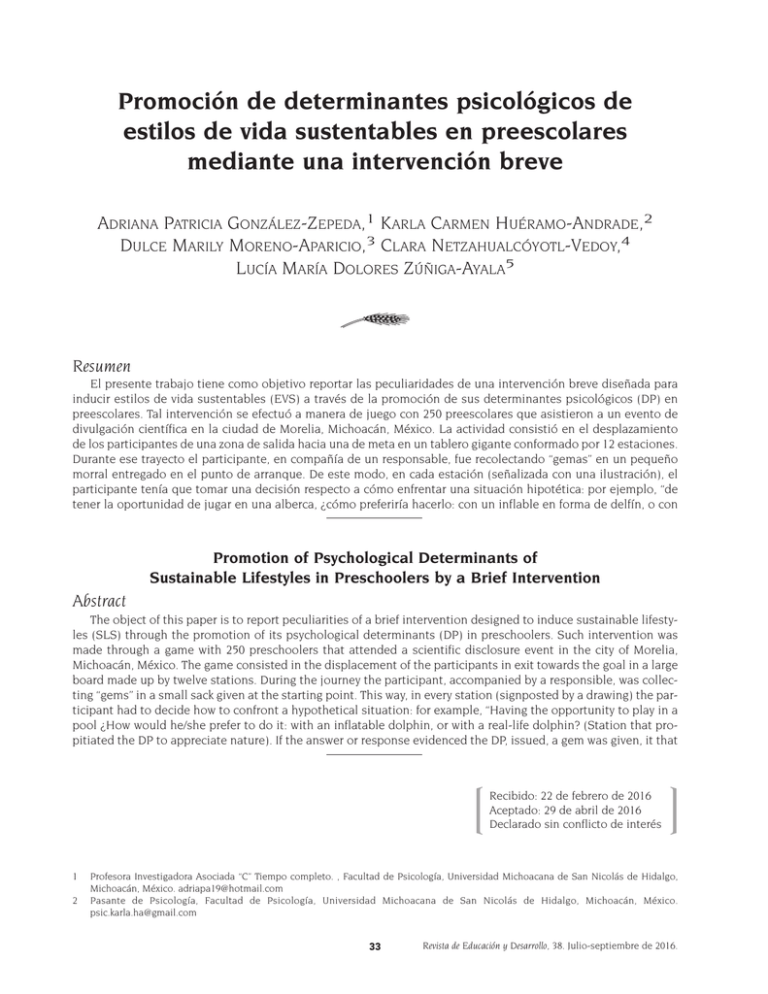 Promoci N De Determinantes Psicol Gicos De Estilos De Vida Sustentables ...