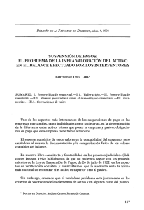 SUSPENSIÓN DE PAGOS: EL PROBLEMA DE LA INFRA VALORACIÓN DEL ACTIVO