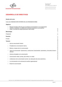 Desarrollo de Directivos: COMUNICACIÓN INTERNA EN LAS ORGANIZACIONES.