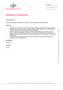 Desarrollo de Directivos: PERSONAL BRANDING APLICADO AL FORTALECIMIENTO EMPRESARIAL.