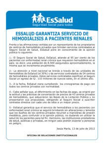 EsSalud Garantiza Servicio de Hemodiálisis a Pacientes Renales.