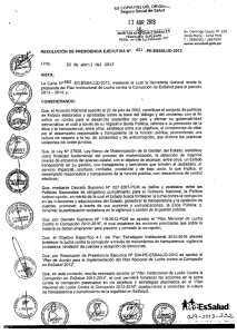 Resolución N° 421-PE-ESSALUD-2013   Plan Institucional de lucha contra la corrupción en EsSalud 2013-2014 .