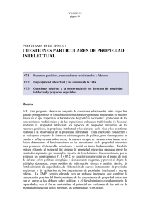 CUESTIONES PARTICULARES DE PROPIEDAD INTELECTUAL  PROGRAMA PRINCIPAL 07