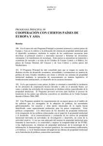 COOPERACIÓN CON CIERTOS PAÍSES DE EUROPA Y ASIA  PROGRAMA PRINCIPAL 09