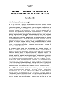 PROYECTO REVISADO DE PROGRAMA Y PRESUPUESTO PARA EL BIENIO 2002-2003 Introducción