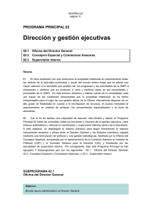 Dirección y gestión ejecutivas PROGRAMA PRINCIPAL 02 02.1 Oficina del Director General