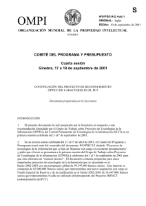 OMPI S COMITÉ DEL PROGRAMA Y PRESUPUESTO Cuarta sesión