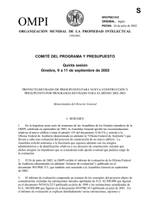 OMPI S COMITÉ DEL PROGRAMA Y PRESUPUESTO Quinta sesión