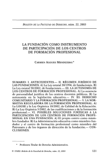 LA FUNDACIÓN COMO INSTRUMENTO DE PARTICIPACIÓN DE LOS CENTROS DE FORMACIÓN PROFESIONAL