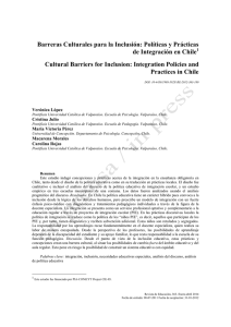 Lopez, V. 2014. Barreras culturales para la inclusion. Politicas y practicas de integracion en Chile