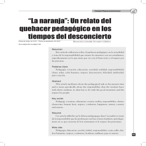 Ocampo Cepeda, Francisco Javier. 2007. La Naranja. Un relato del quehacer pedagogico en los tiempos del desconcierto