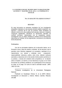 Velazquez, M. G. 2007. La Construccion de significados valorativos por alumnos y maestros en el aula. La cooperativa escolar