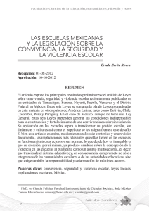 Zurita, U. 2012. Las escuelas mexcicanas y la legislacion sobre la convivencia, la seguridad y la violencia escolar