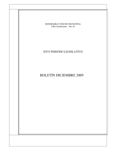 BOLETÍN DICIEMBRE 2009 XXVI PERIODO LEGISLATIVO  HONORABLE CONCEJO MUNICIPAL