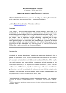 X Congreso Español de Sociología  Título de la Ponencia