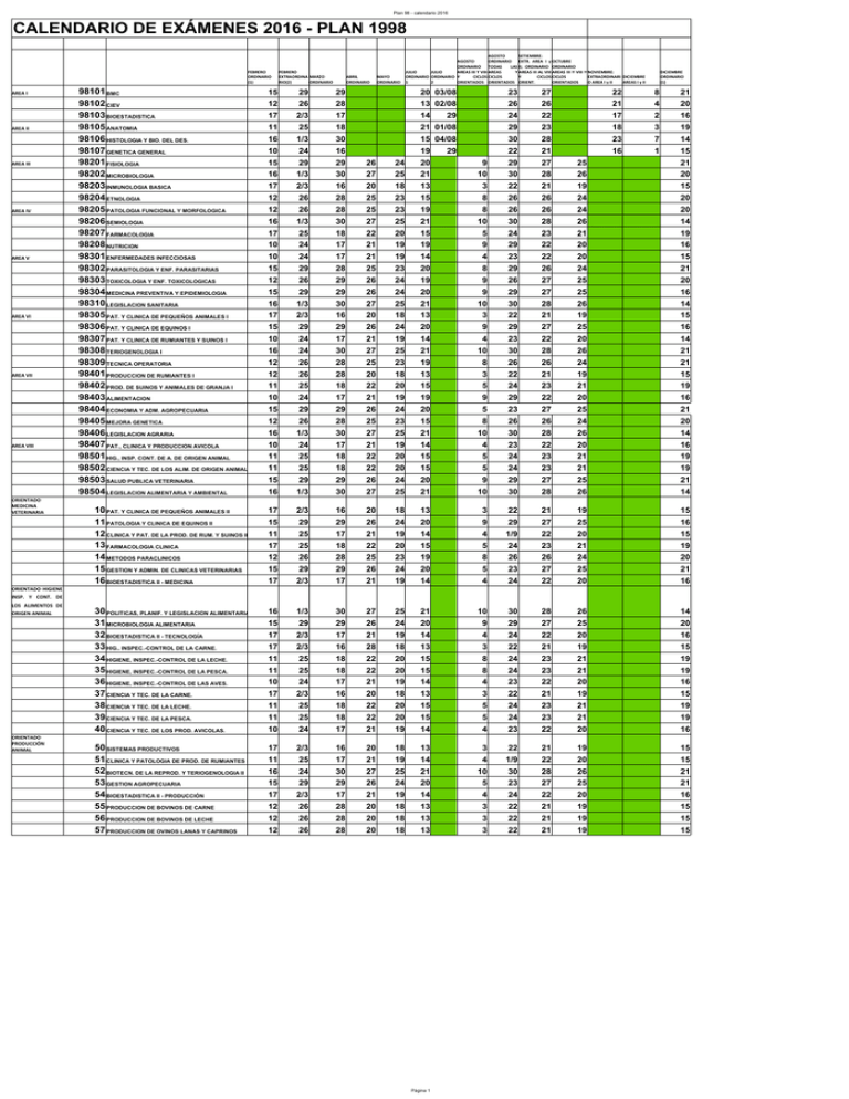 Calendario Plan 98