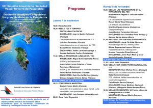 XII Reuni n Anual de la Sociedad Vasco-Navarra de Psiquiatr a: Trastorno Obsesivo-Compulsivo: Un gran olvidado de la Psiquiatr a