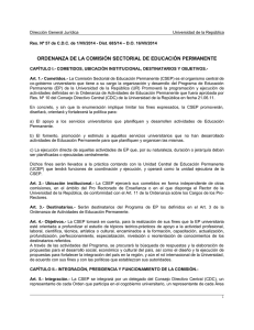 ORDENANZA DE LA COMISIÓN SECTORIAL DE EDUCACIÓN PERMANENTE