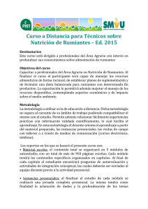 CURSO A DISTANCIA PARA TÉCNICOS SOBRE NUTRICIÓN DE RUMIANTES. ED. 2015