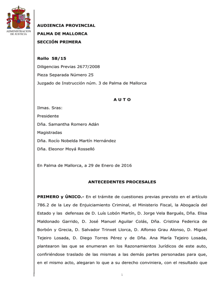 Lea el auto de la Audiencia de Palma Lea el auto de la Audiencia de Palma