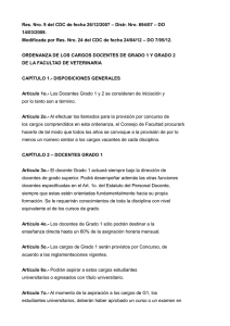 Ordenanza de los Cargos Docentes de Grado 1 y Grado 2 de la Facultad de Veterinaria