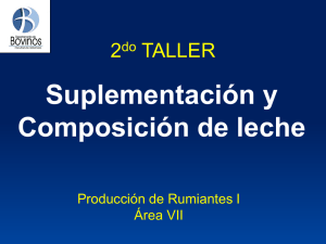 TALLER 2: SUPLEMENTACIÓN Y COMPOSICIÓN DE LECHE