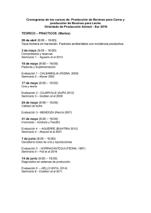 Cronograma de los cursos de: Producción de Bovinos para Carne... producción de Bovinos para Leche