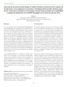 Inserción de eje transversal de Riesgo y Cambio Climático en... la educación, en las asignaturas: Economía y Sociología del Desarrollo,...