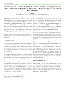 Inserción Del Tema Gestión De Riesgo Y Cambio Climático Como... En La Elaboración De Paquetes Turísticos En La Asignatura Agencia...