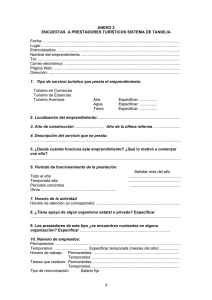 ANEXO 2 ENCUESTAS  A PRESTADORES TURÍSTICOS SISTEMA DE TANDILIA  Fecha:..............................................................................................................................