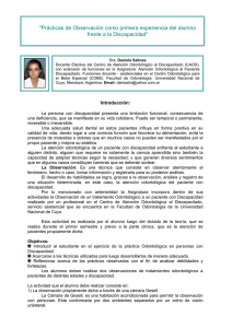 Pr cticas de Observaci n como primera experiencia del alumno frente a la Discapacidad.