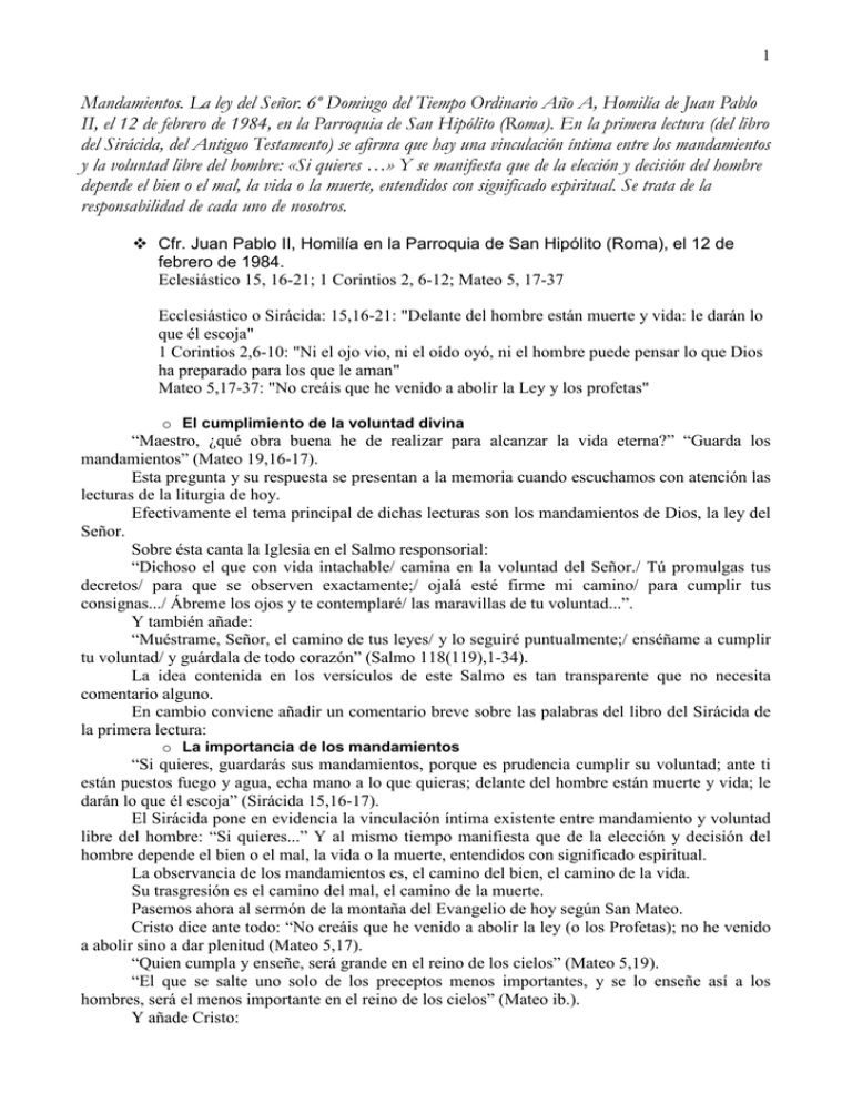 6A84MandamientosVinculacionConLibertadHombreConcienciaJPII