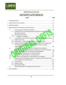 MUNICIPIO DE ACATLÁN, VER.  FISCALIZACIÓN DE LA CUENTA PÚBLICA 2012