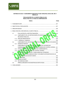 SISTEMA DE AGUA Y SANEAMIENTO METROPOLITANO VERACRUZ, BOCA DEL RÍO... MEDELLÍN FISCALIZACIÓN DE LA CUENTA PÚBLICA 2012